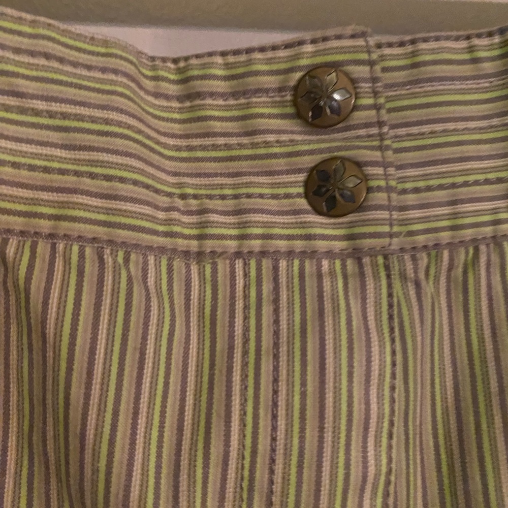 Sigrid Olsen Crop Pants Stripe Bright Green Gray … - image 2